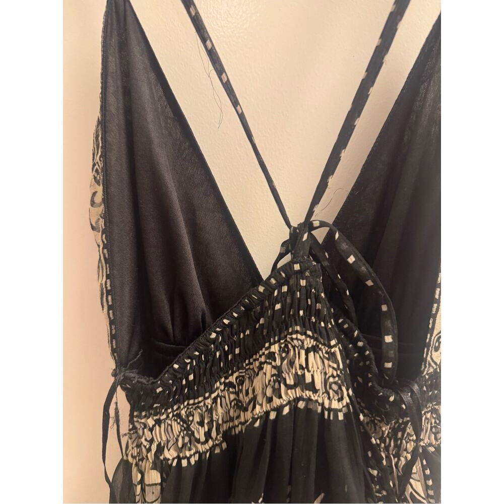 Y2k Magic Brand Black And Cream Paisley Maxi Babydoll Dress View 4